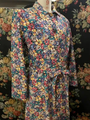 1930s/40s quilted floral vintage robe jacket handmade dressing gown bed jacket