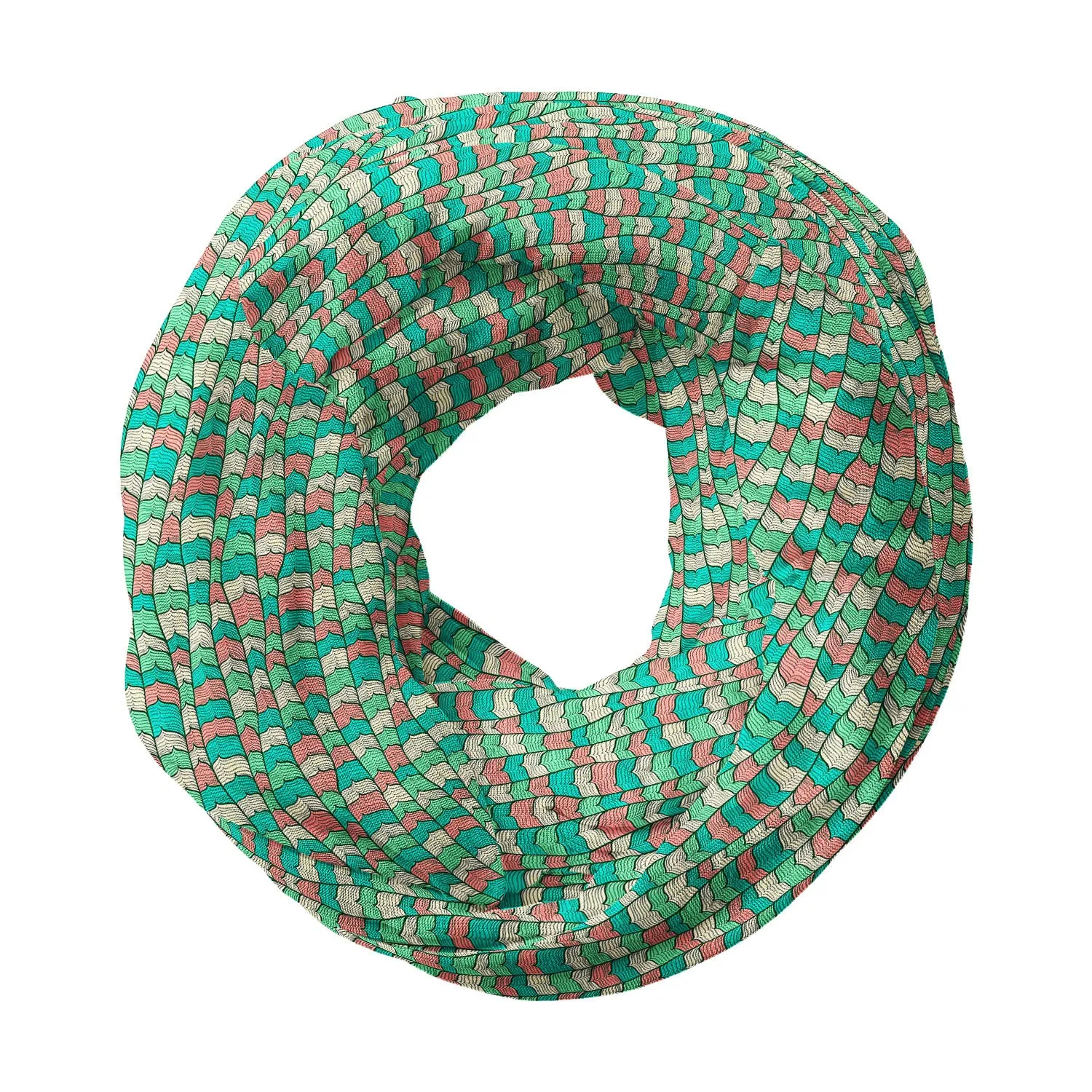 Abstract Waves Printed Wraparound Infinity Loop Scarf | Girls & Women | Soft Poly Fabric