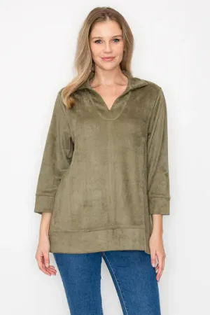 Addison Suede Top | Olive