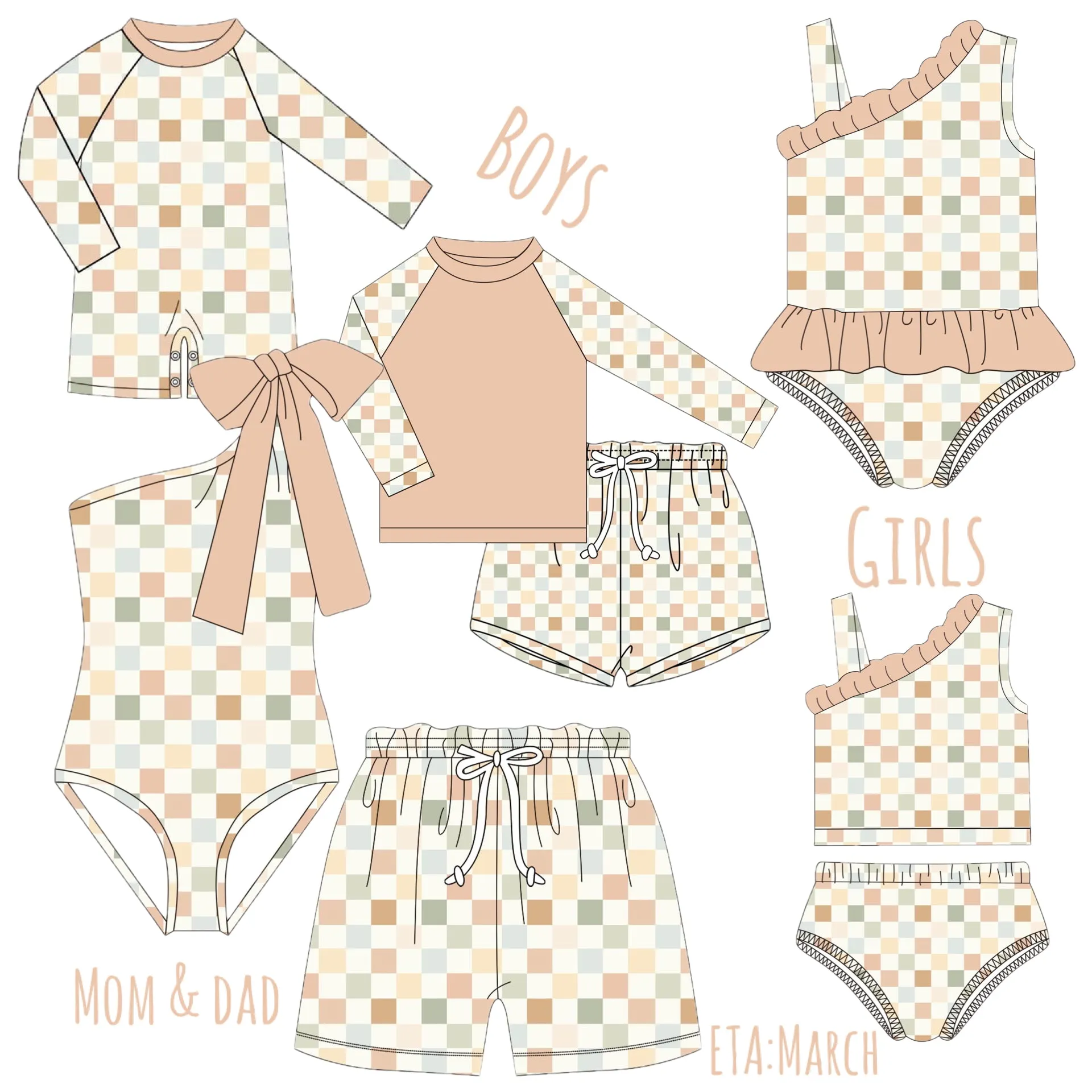 *ADULT* Monochrome Neutrals Family Swim Collection