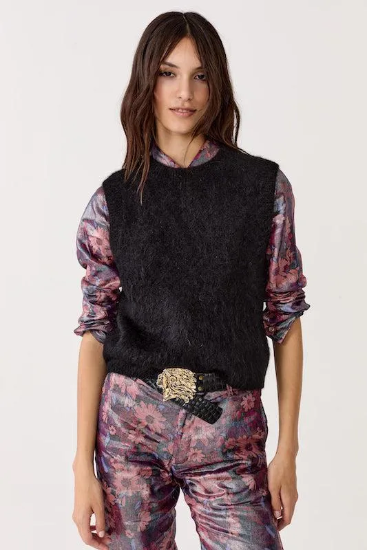 Alpaca Knitted Vest - Black