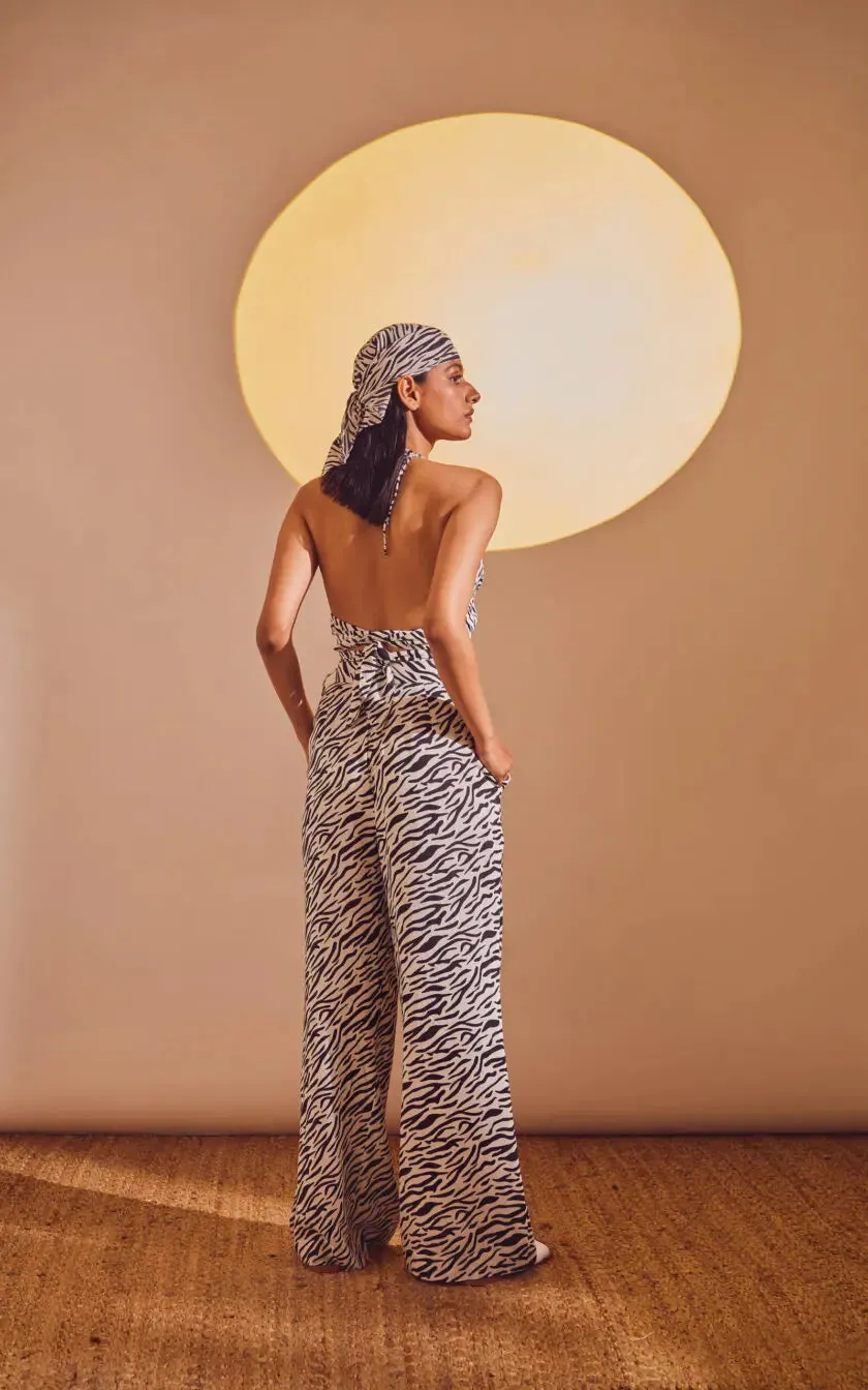 Black Abstract Print O-Ring Bralette Top