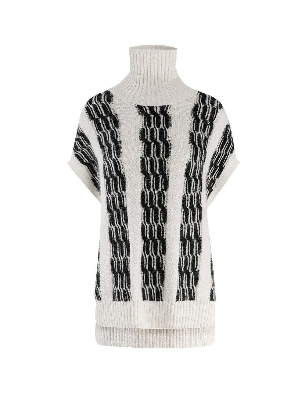 BORA AKSU Black White Twist Wool Blend Knit Vest