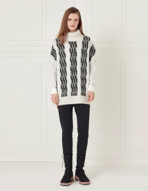 BORA AKSU Black White Twist Wool Blend Knit Vest