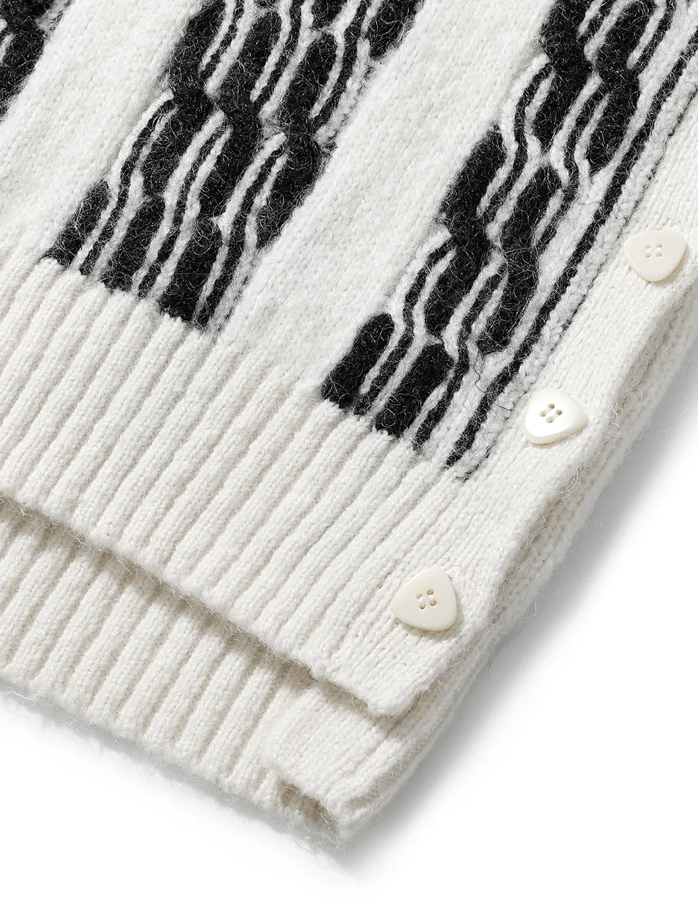 BORA AKSU Black White Twist Wool Blend Knit Vest