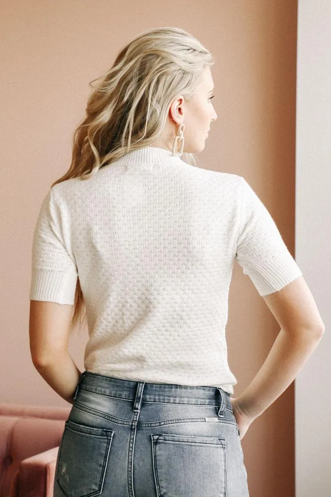 Coco Textured Knit Top in White