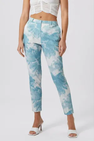 Dresden Skinny Fit Blue Floral Cotton Trousers - ARCHIVE