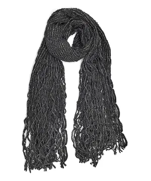 JC051801A Knitted Metallic Sparkle Fringe Scarf