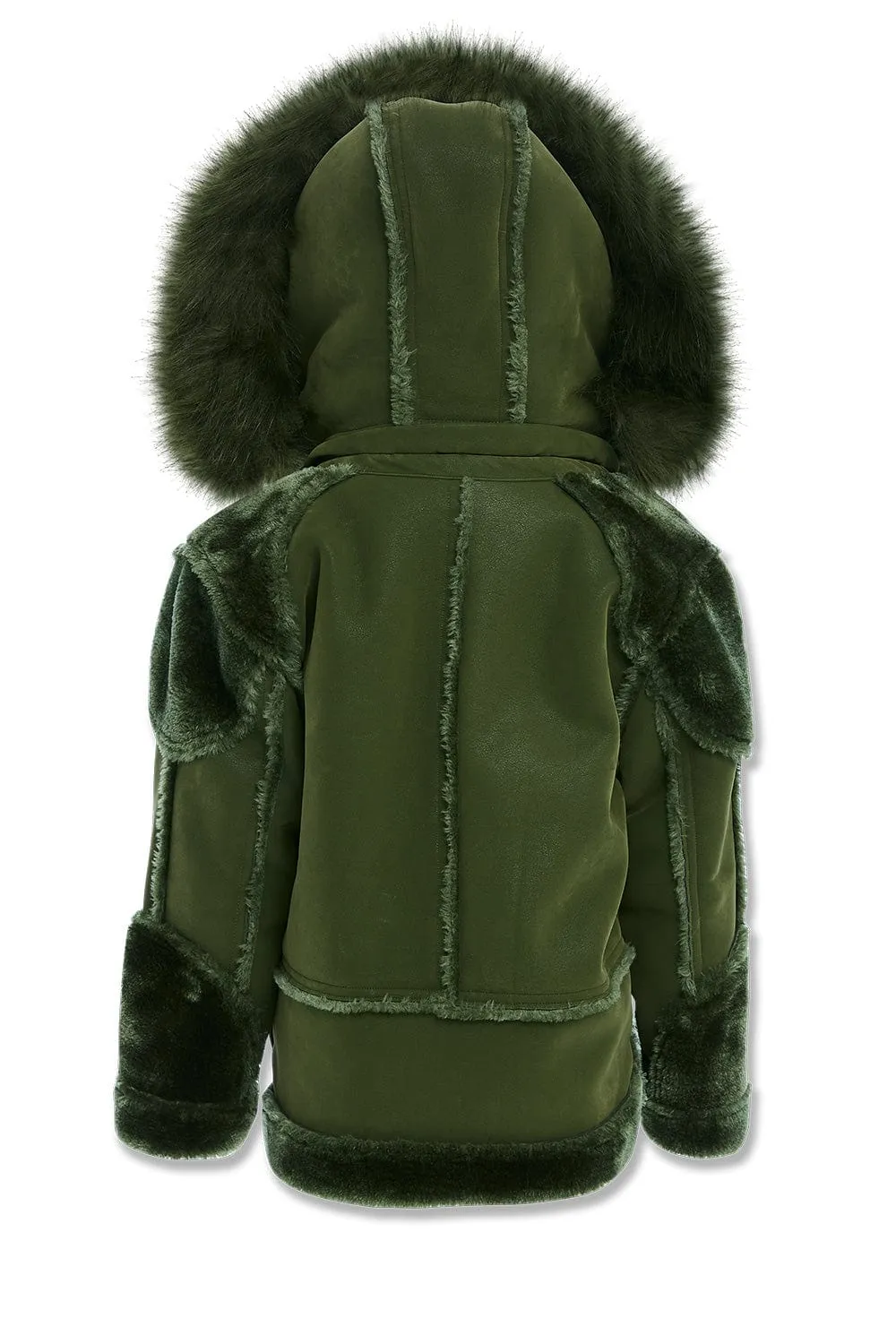 Kids El Jefe Shearling Moto Jacket - Military Green