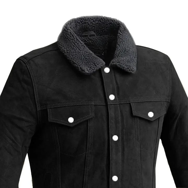 Luke - Men's Faux  Shearling Cow Suede Jacket