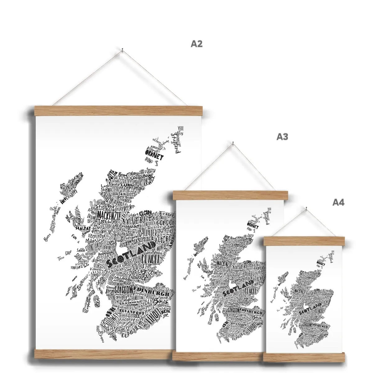 Mapped Out Monochrome Fine Art Print with Hanger