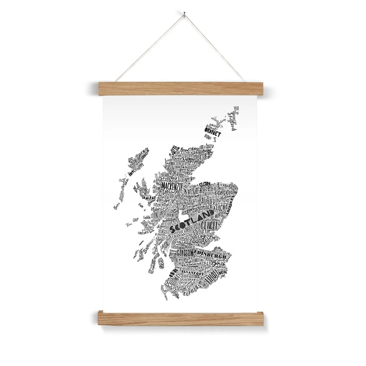 Mapped Out Monochrome Fine Art Print with Hanger