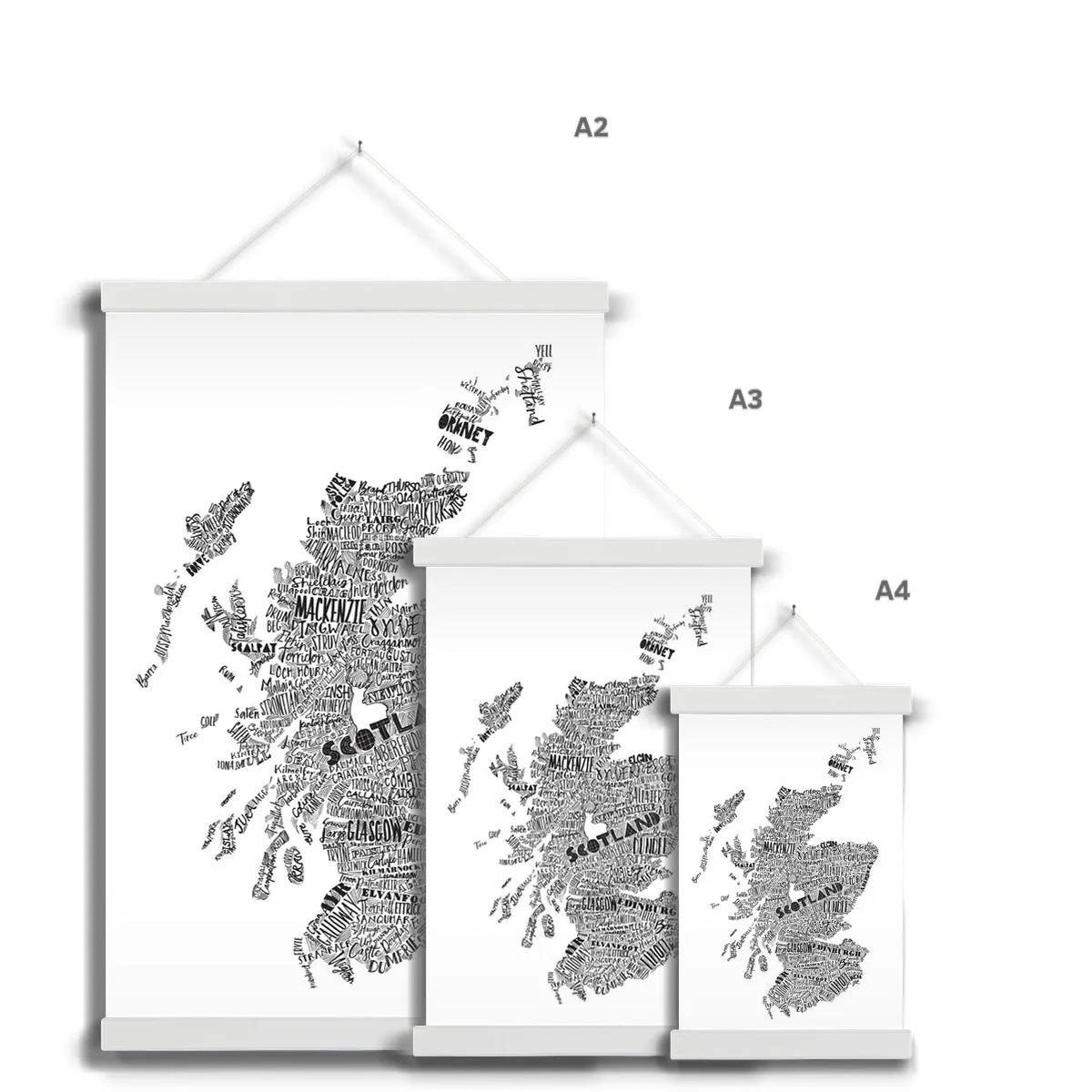 Mapped Out Monochrome Fine Art Print with Hanger