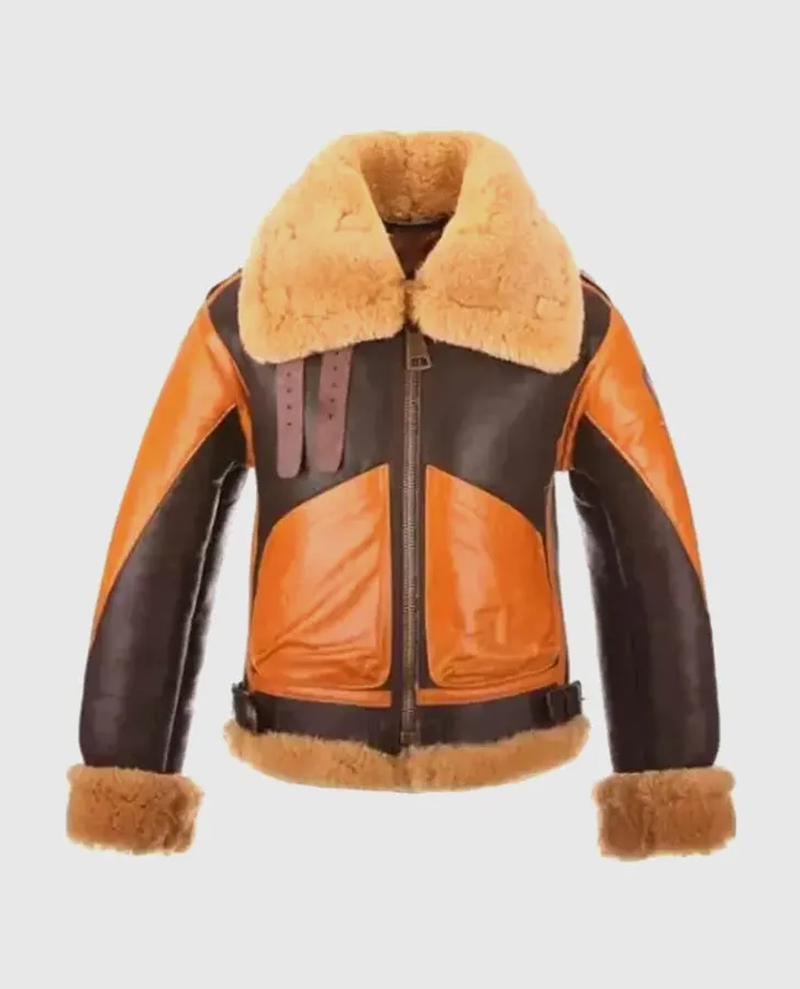 Men's RAF B3 Aviator Brown Shearling Jacket