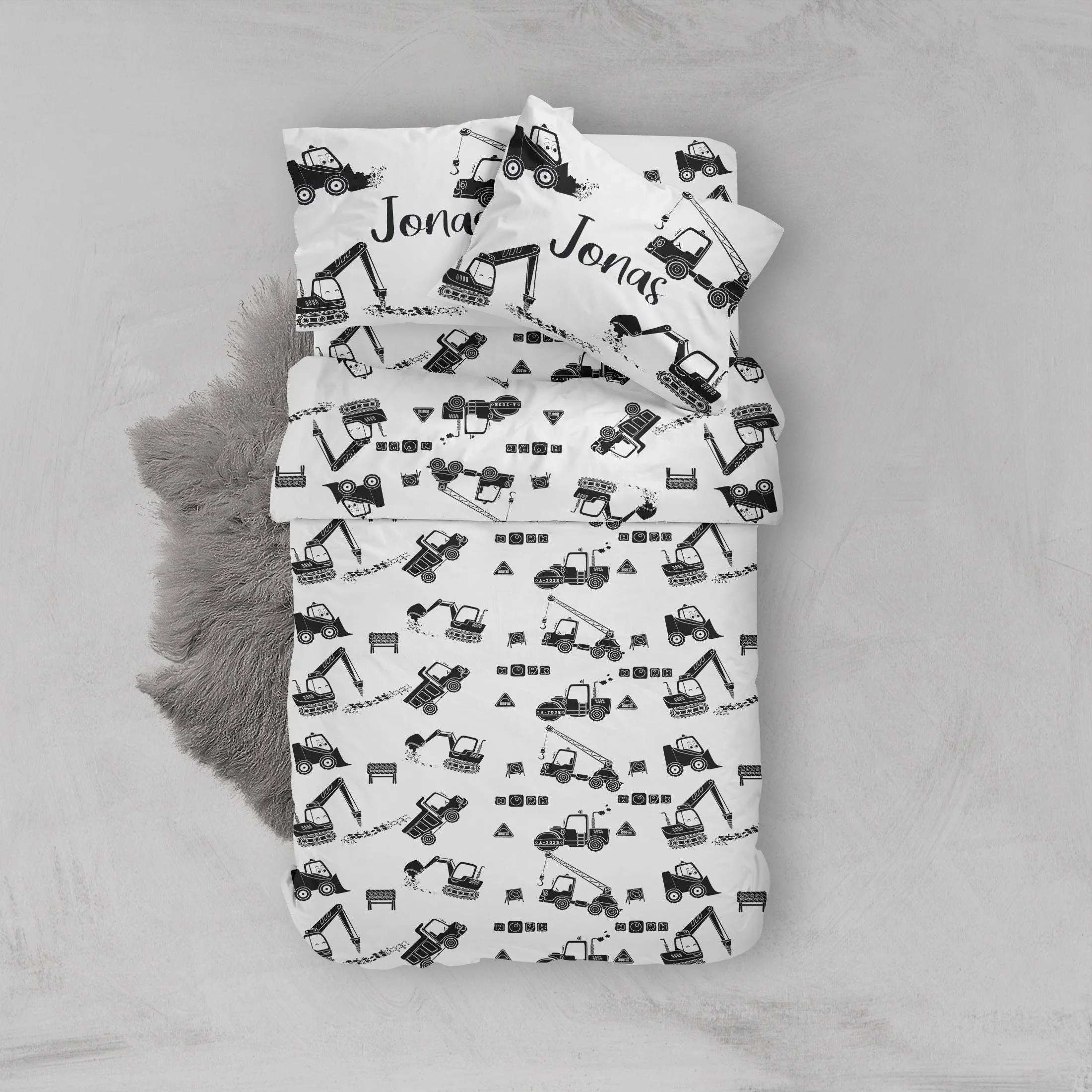 Monochrome Construction Bedding Set