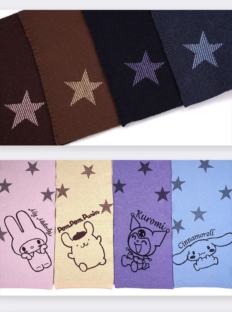 My Melody Star Graphic Pink and Brown Scarf