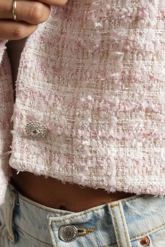 NEW!! Rosie Boucle Tweed Crop Jacket in Pink