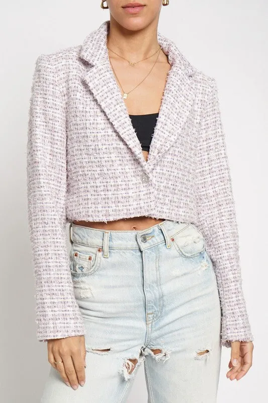 NEW!! Rosie Boucle Tweed Crop Jacket in Pink