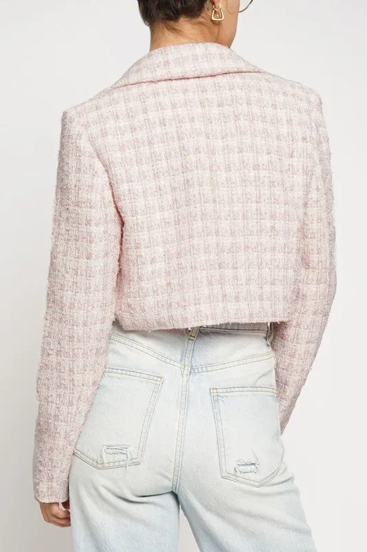 NEW!! Rosie Boucle Tweed Crop Jacket in Pink