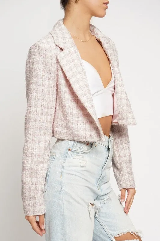 NEW!! Rosie Boucle Tweed Crop Jacket in Pink