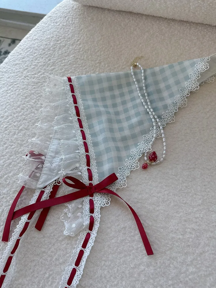 Pink / Red / Black / Blue / Purple Gingham Triangle Scarf