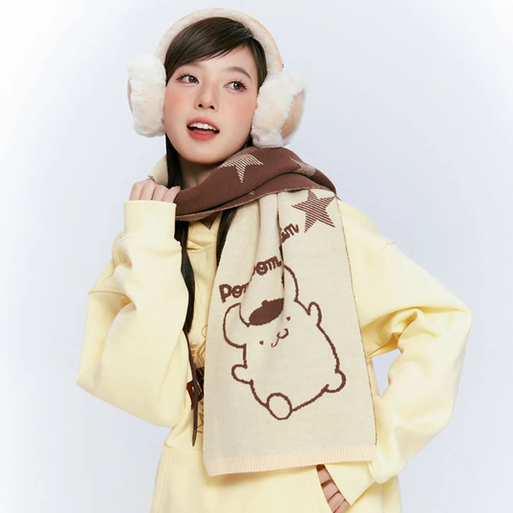 Pompompurin Star Graphic Yellow and Brown Scarf