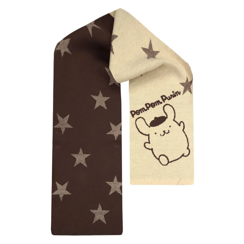Pompompurin Star Graphic Yellow and Brown Scarf
