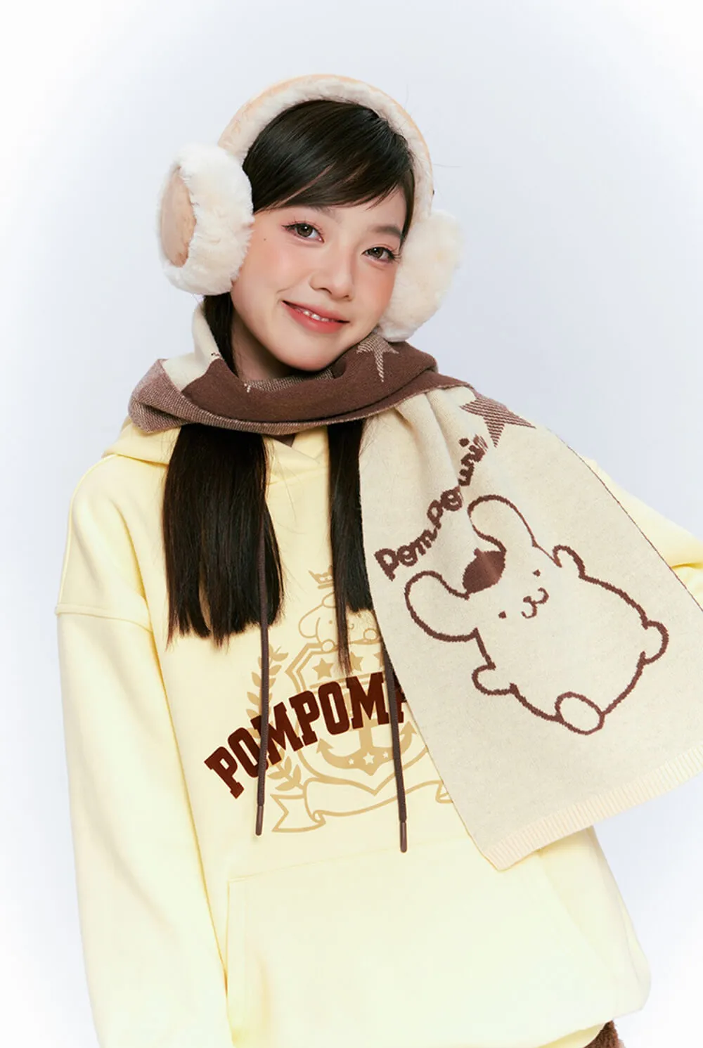 Pompompurin Star Graphic Yellow and Brown Scarf