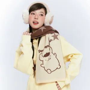 Pompompurin Star Graphic Yellow and Brown Scarf