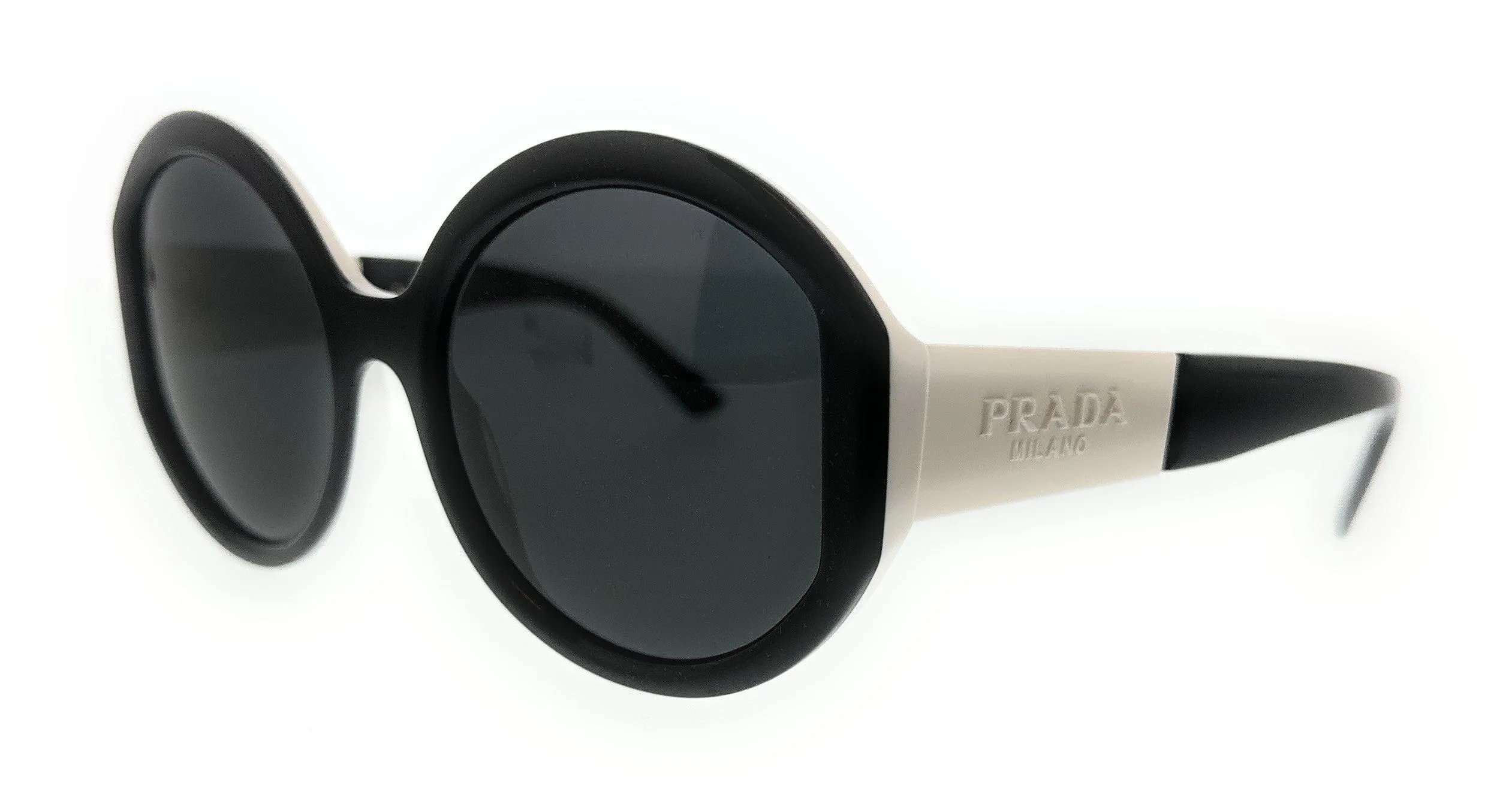 Prada 0PR 22XS YC45S0 Black/White Round Sunglasses