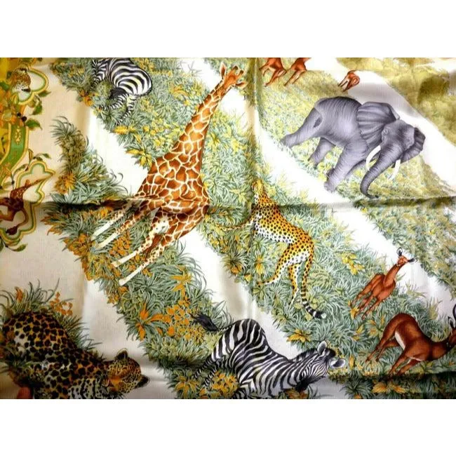 Salvatore Ferragamo Colorful Jungle Print Extra Large Silk Scarf