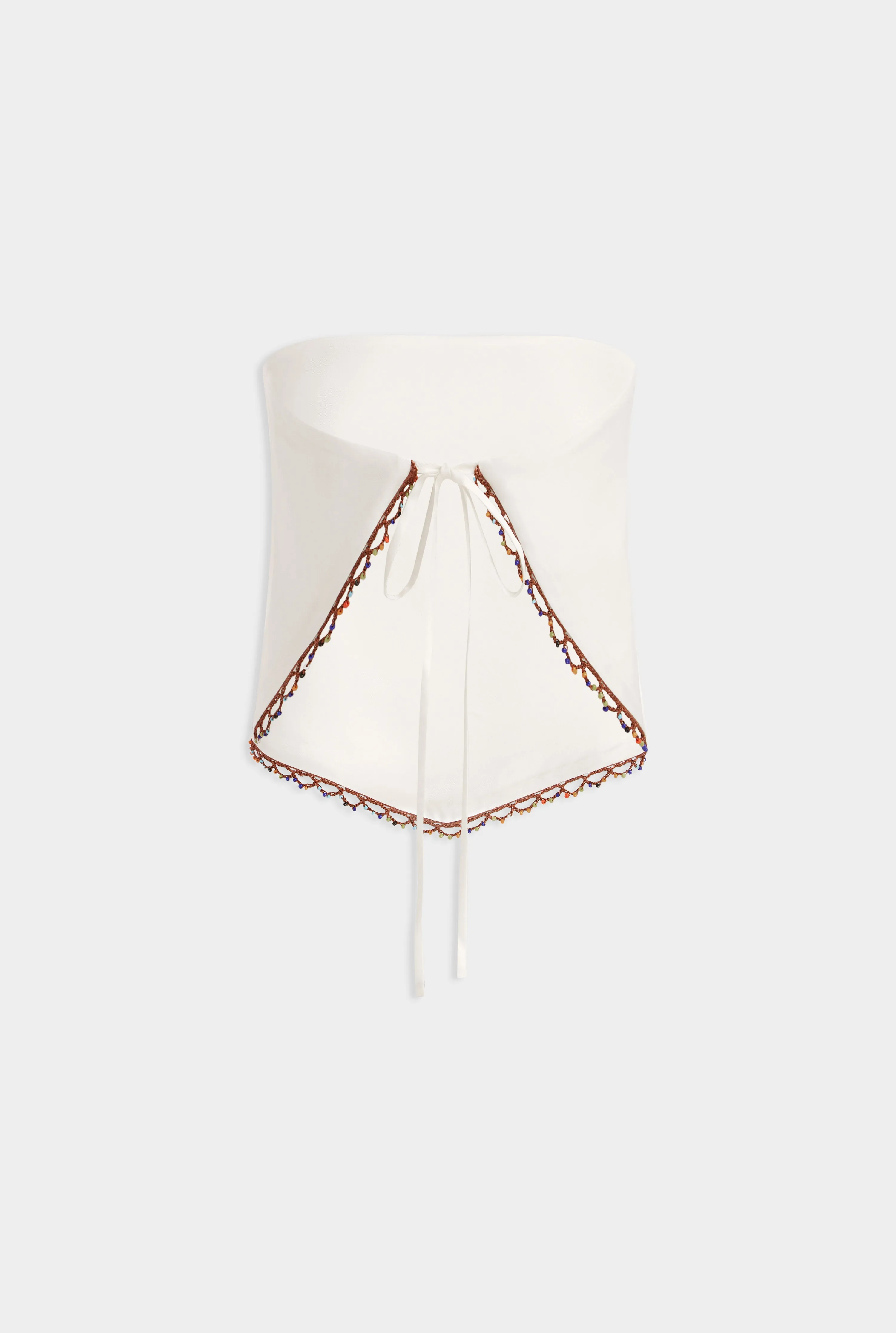 Silk Beaded Scarf Top - Cream