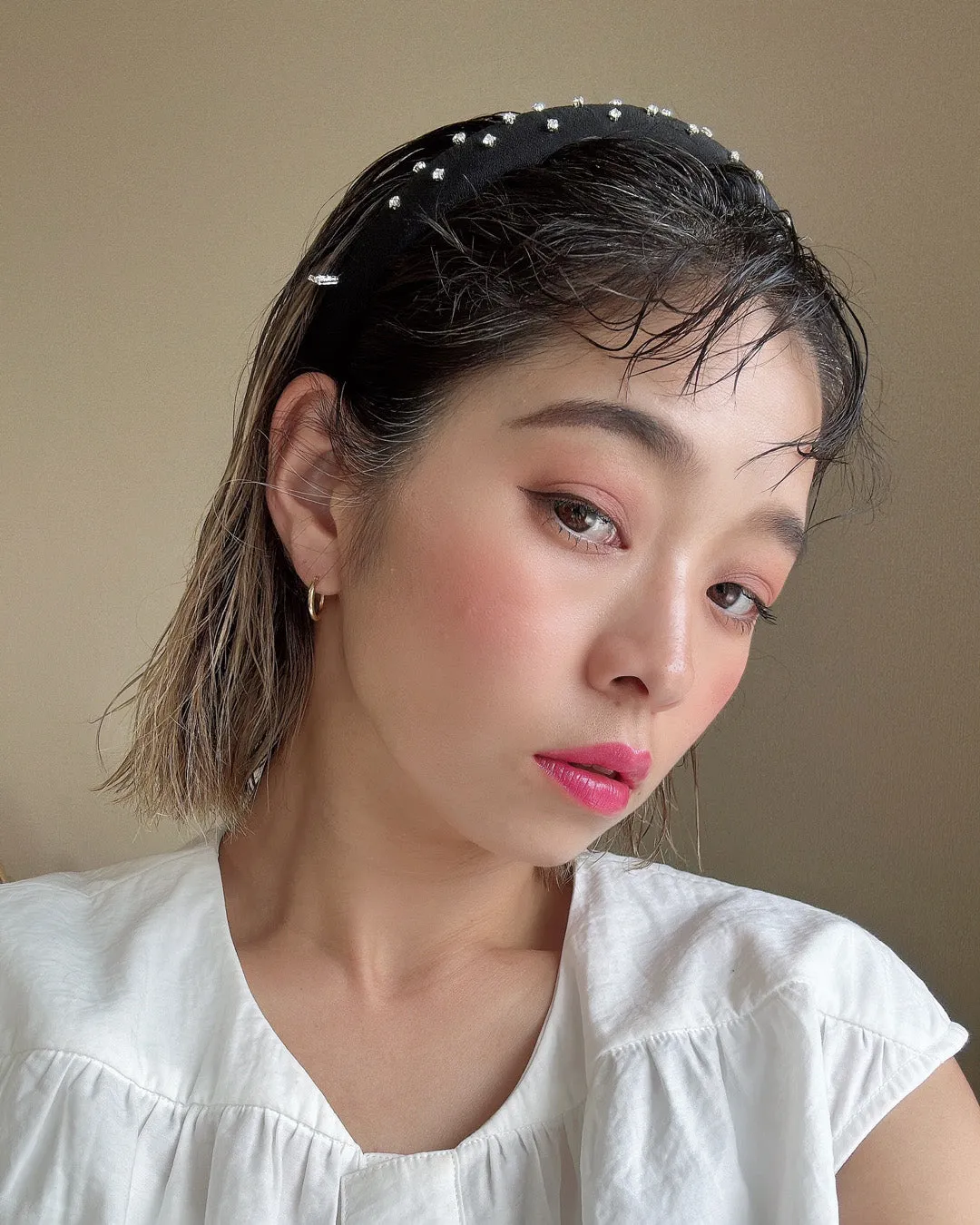 Slender Headband Black Silver 