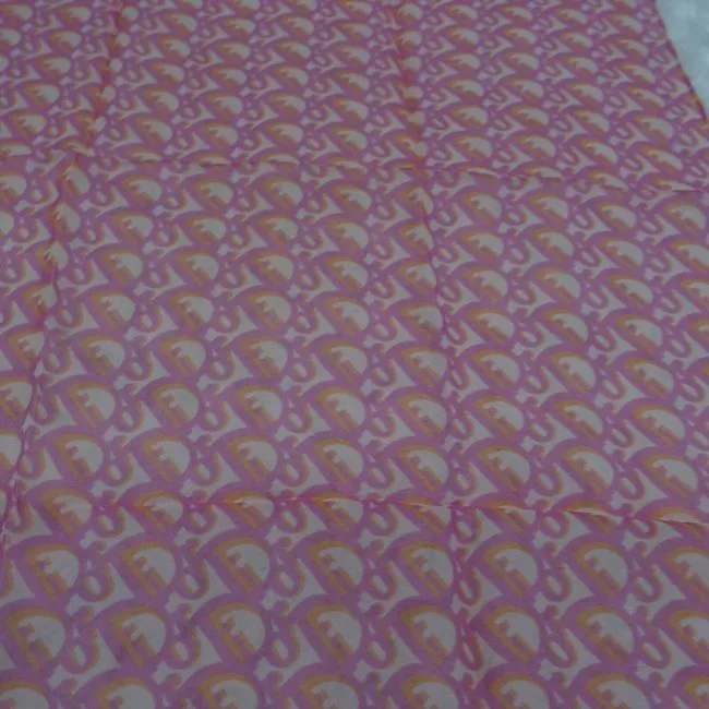 SOLD - Dior Pink White Orange Trotter Logo Print Silk Scarf