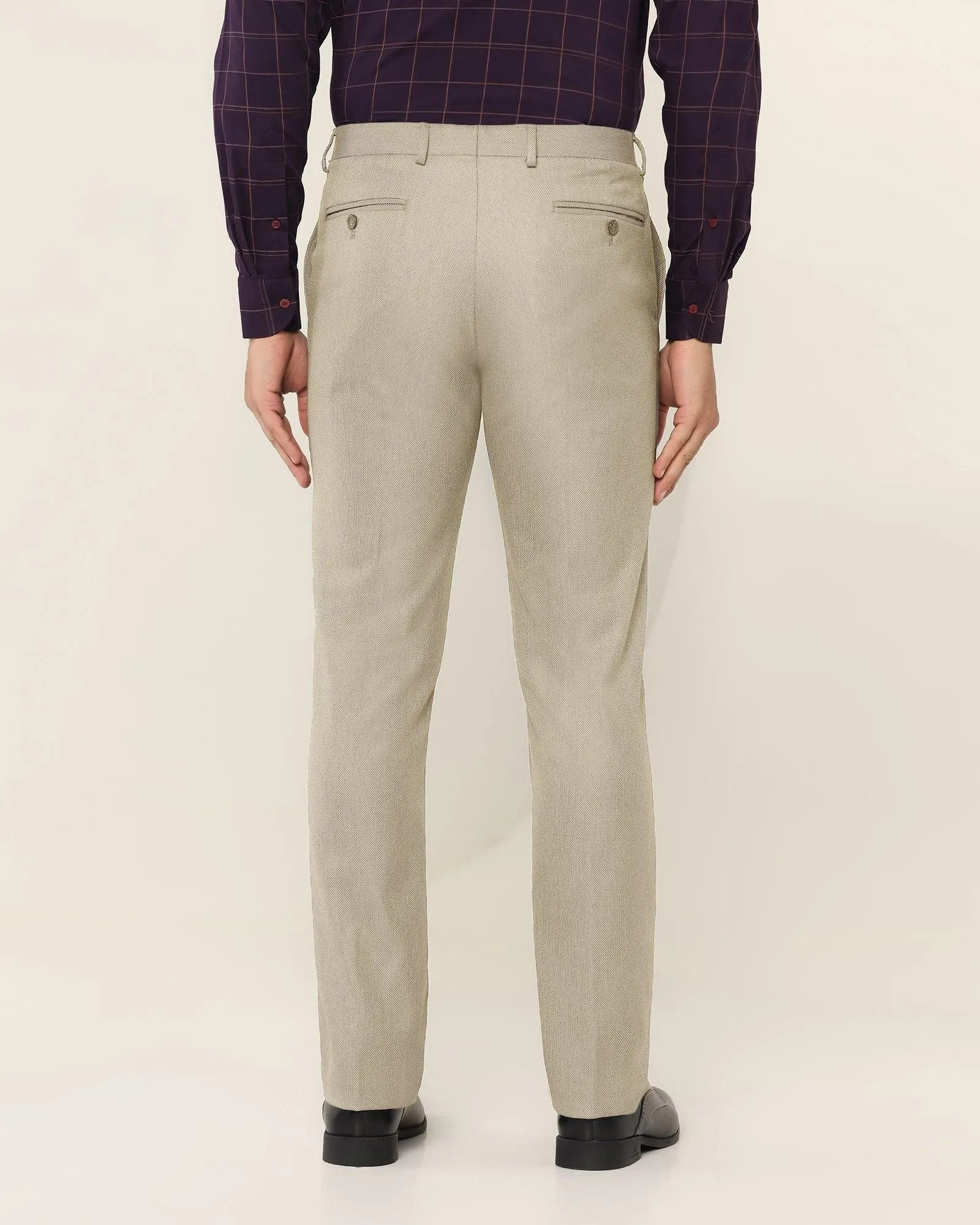 Straight B-90 Formal Beige Textured Trouser - Wall