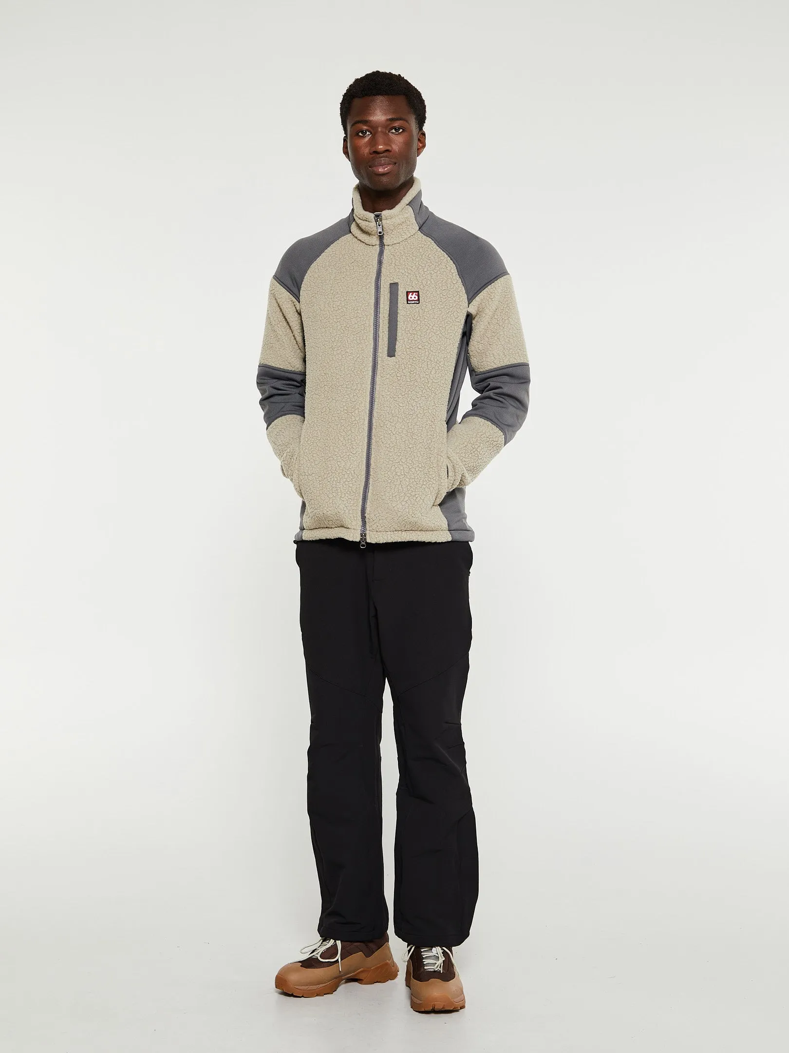 Tindur Technical Shearling Jacket in Dry Moss