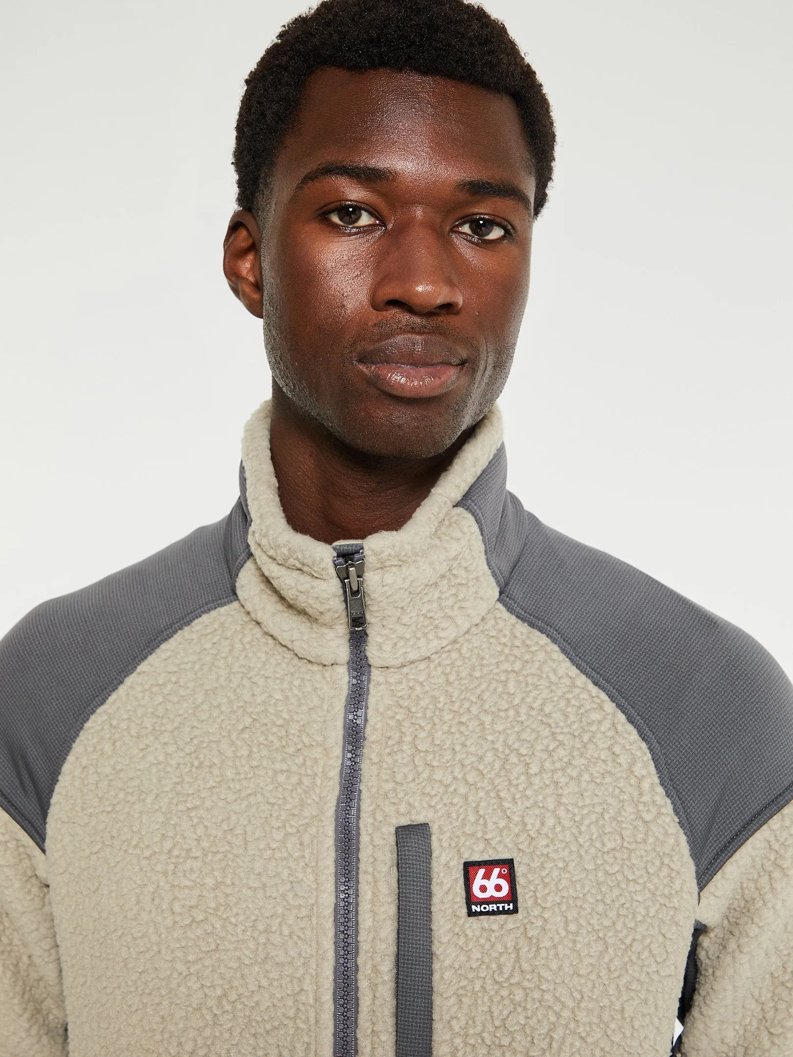 Tindur Technical Shearling Jacket in Dry Moss