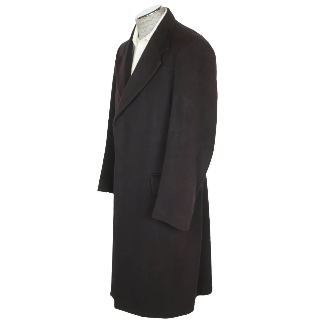 Vintage 1970s Jaeger Overcoat 100% British Cashmere Navy Blue Mens Coat Size 38