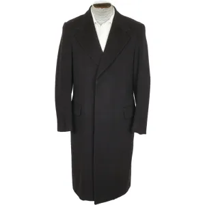Vintage 1970s Jaeger Overcoat 100% British Cashmere Navy Blue Mens Coat Size 38