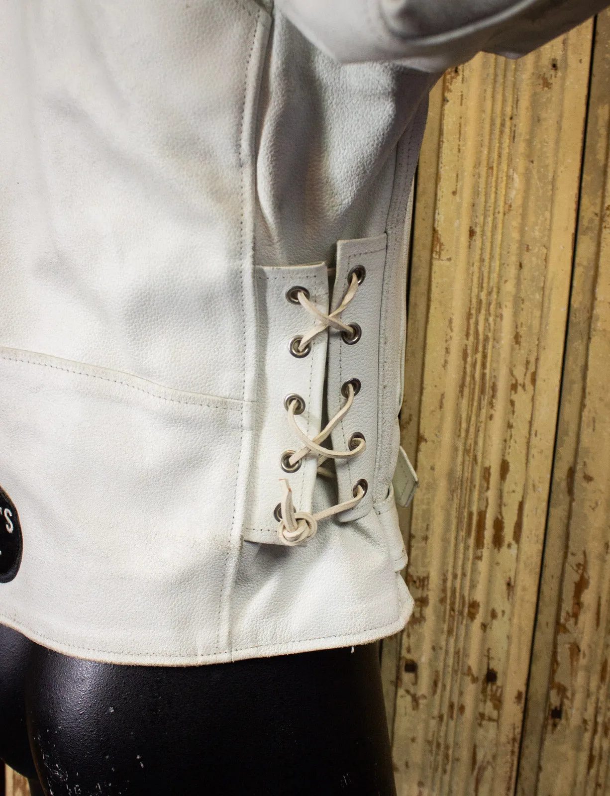 Vintage Jamin White Leather Biker Jacket Medium